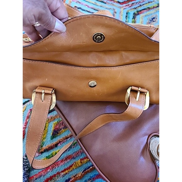 Vintage Michael Kors Standford Tan Leather Satchel Saddle Bag Handbag - Picture 8 of 15